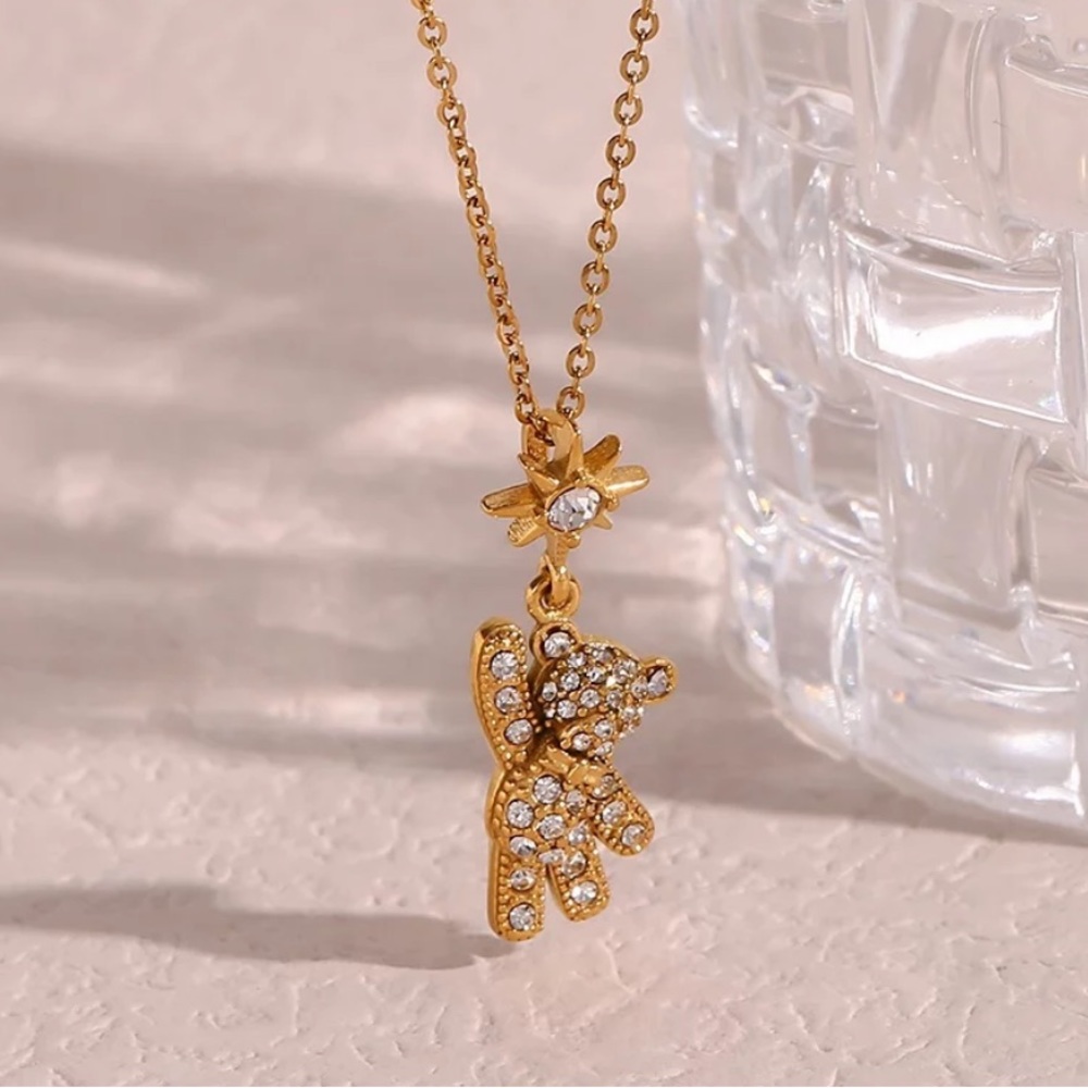 New Teddy Bear 18K Gold Necklace, nice Necklace, cute Necklace - Picture 4 of 6
